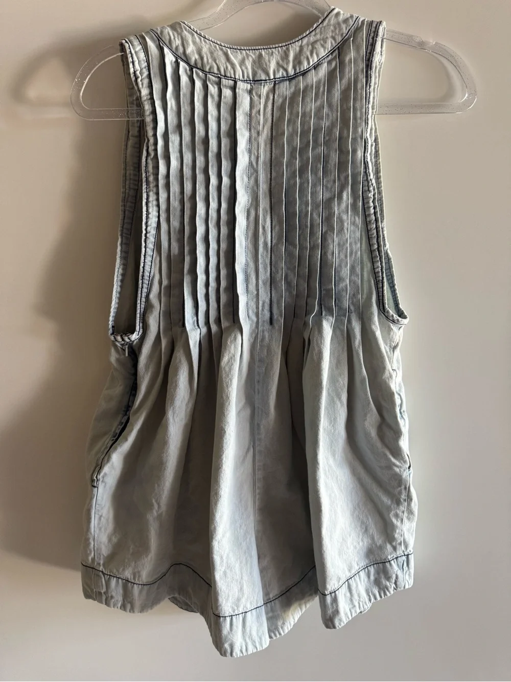 Free People Chambray Pintuck Romper Size 2